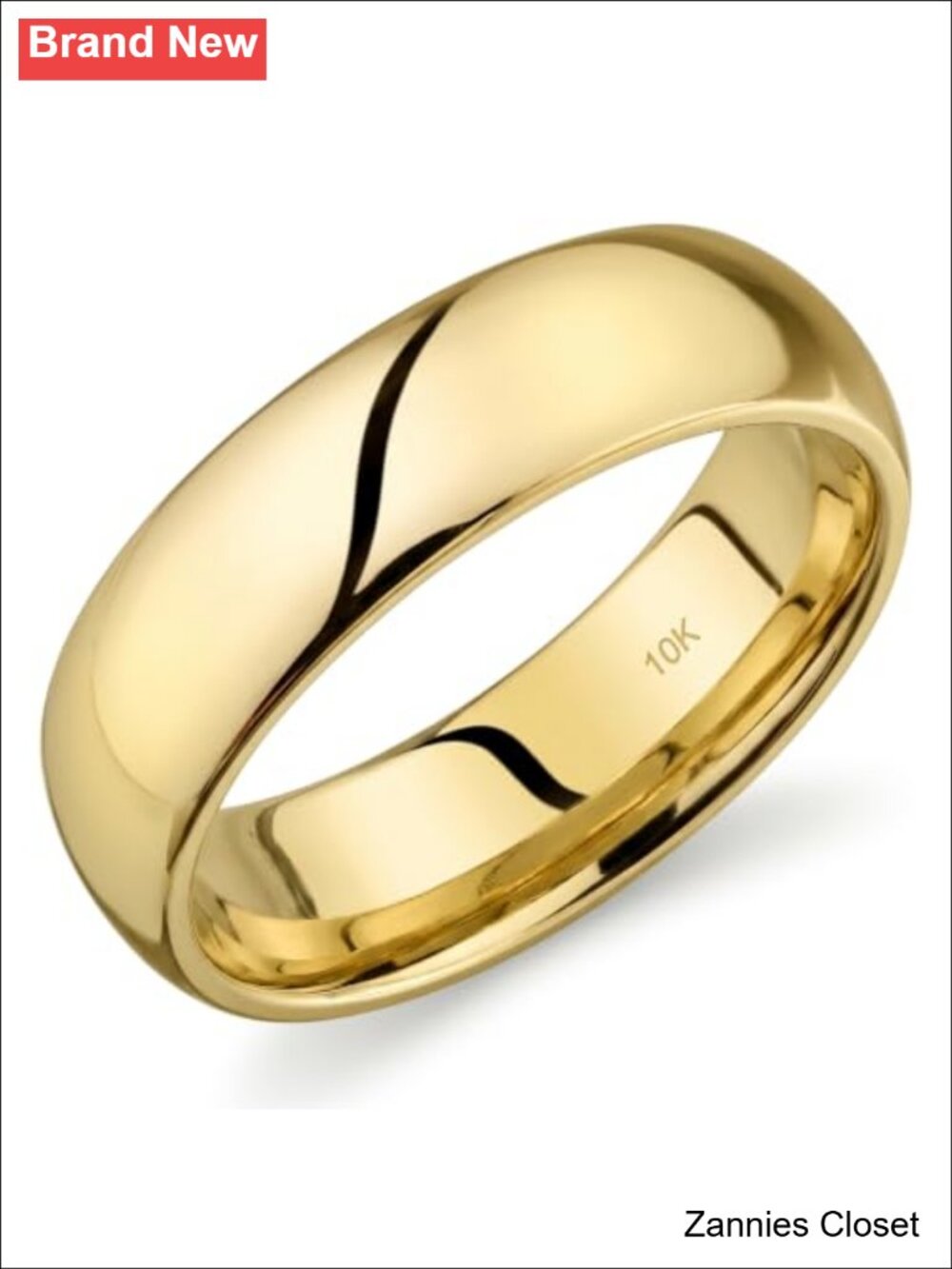 💍 10K Yellow Gold 6mm Comfort Fit Wedding Band Ring Size 6.5